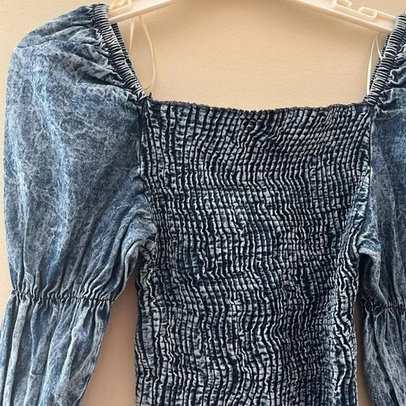 [M]Fiory Denim Crop  Top with Ballon Sleeves - Picture 4 of 7